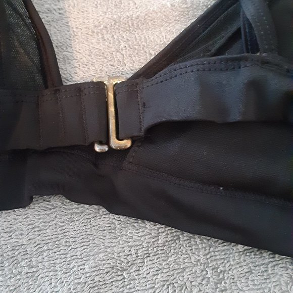 Black Mesh & Applique overlay Bikini Bralette Size Small - Picture 5 of 8